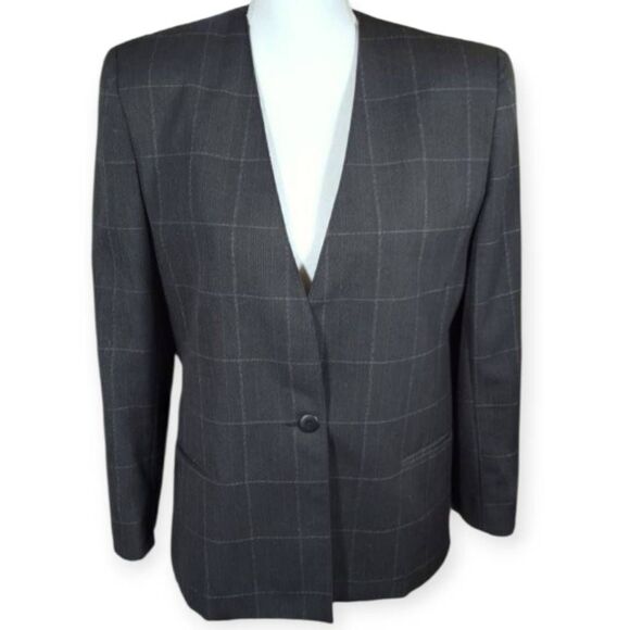 COLLINI GRAY WINDOW PRINT BLAZER SZ.12 EUC. - Picture 1 of 5